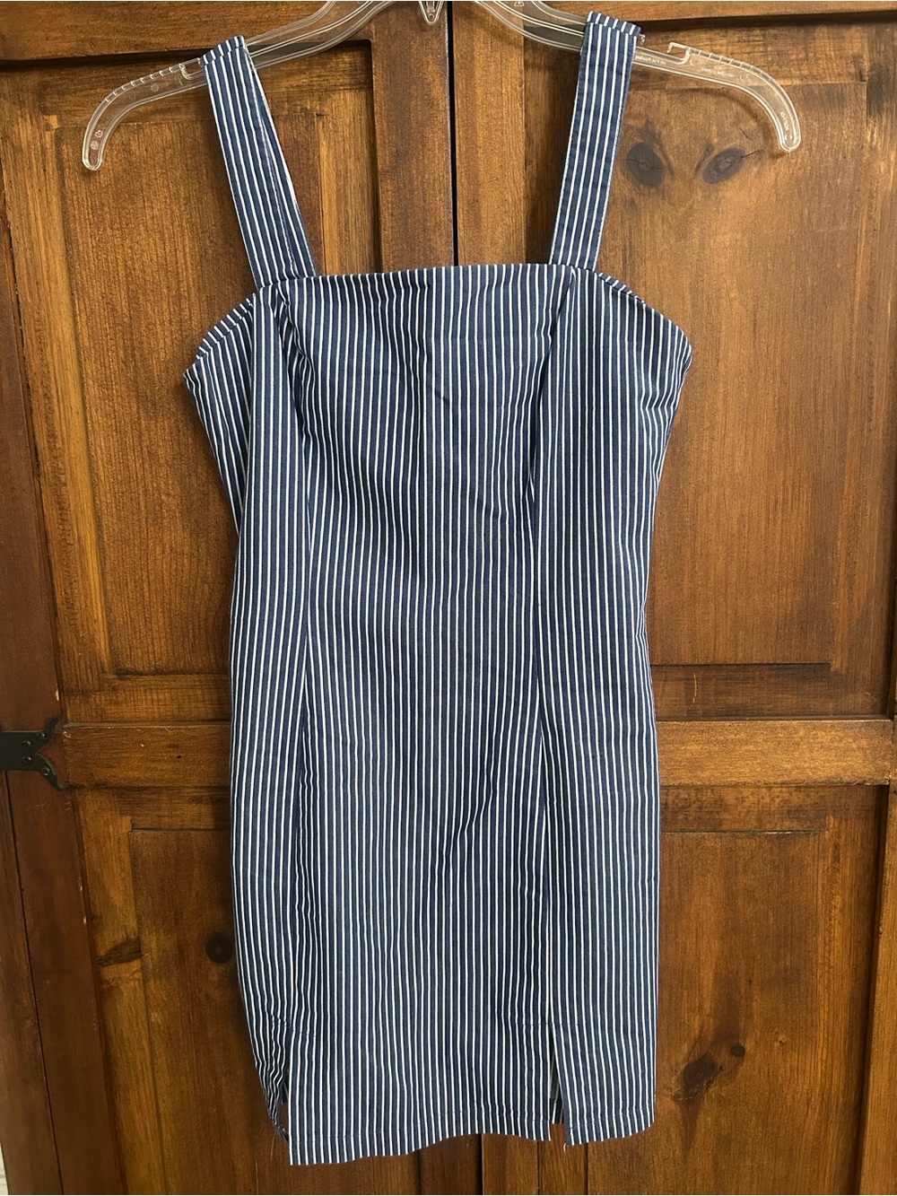 Forever 21 Navy and White Striped Square-Neck Mini Dress